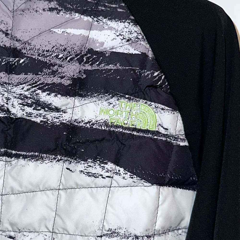 The North Face Quilted Hybrid Jacket Hooded Black Gray Insulated Full Zip - Picture 7 of 14